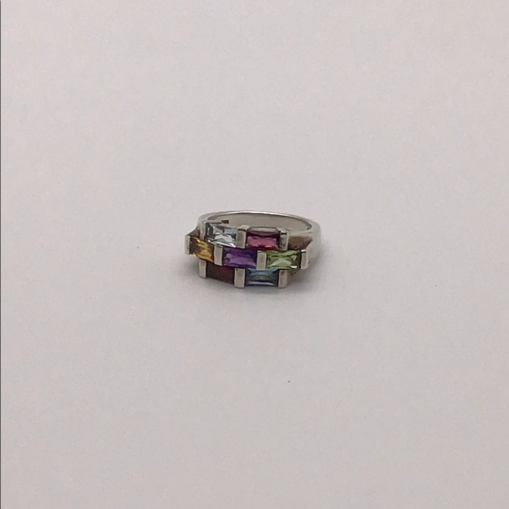 Sterling Silver Ring with 7 Gemstones - Picture 2 of 6